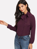 Tie Neck Chiffon Shirt