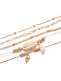 Shell Charm Beaded Bracelet Set 5pcs