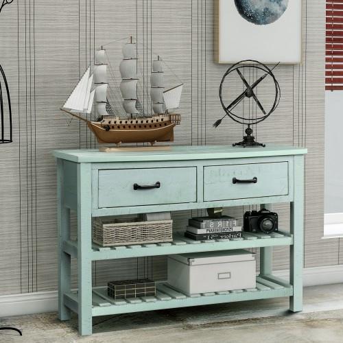 Retro Console Table for Entryway with Drawers and