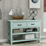 Retro Console Table for Entryway with Drawers and