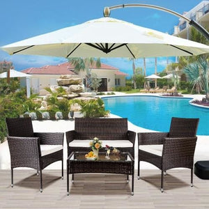 4 PC Outdoor Garden Rattan Patio Furniture Set