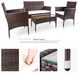 4 PC Outdoor Garden Rattan Patio Furniture Set