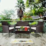 4 PC Outdoor Garden Rattan Patio Furniture Set