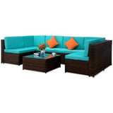 Furniture Sofa 7PCS-Blue cushion