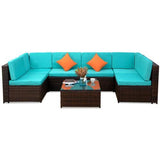 Furniture Sofa 7PCS-Blue cushion