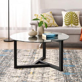 Round Glass Coffee Table Modern Cocktail Table