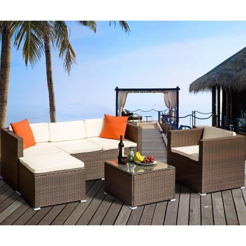 Rattan  Furniture Set Wicker Sofa Cushioned