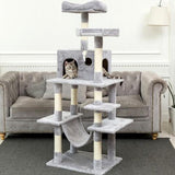 63.8”Multi-Level Cat Tree with Sisal-Covered