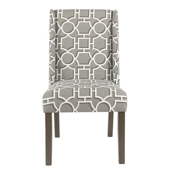 Wooden Parson Dining Chairs with Trellis Patterned