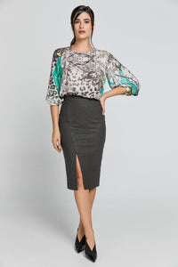 Dusty Green Pencil Skirt by Conquista Fashion