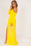 Yellow Sheer Frill Maxi Dress