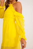 Yellow Sheer Frill Maxi Dress