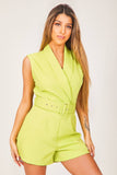 Neon Green Belted Playsuit