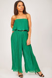 Green Wide Leg Sheer Crepe Jumpsuit