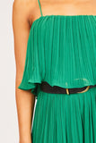 Green Wide Leg Sheer Crepe Jumpsuit