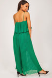 Green Wide Leg Sheer Crepe Jumpsuit