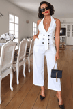 White Suit Style Jumpsuit