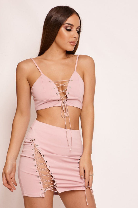 Pink Lace Up Co-ord