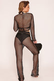 Black High Waist Fishnet Trousers