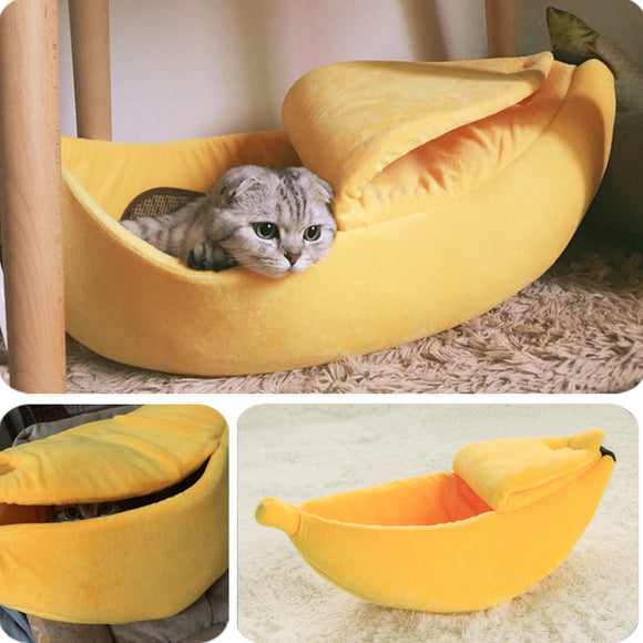 Banana Cat Bed House Cozy Cute Banana Puppy Cushion