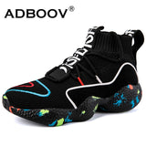 ADBOOV Sneakers Women Knit Upper Breathable Sock Shoes Black / White